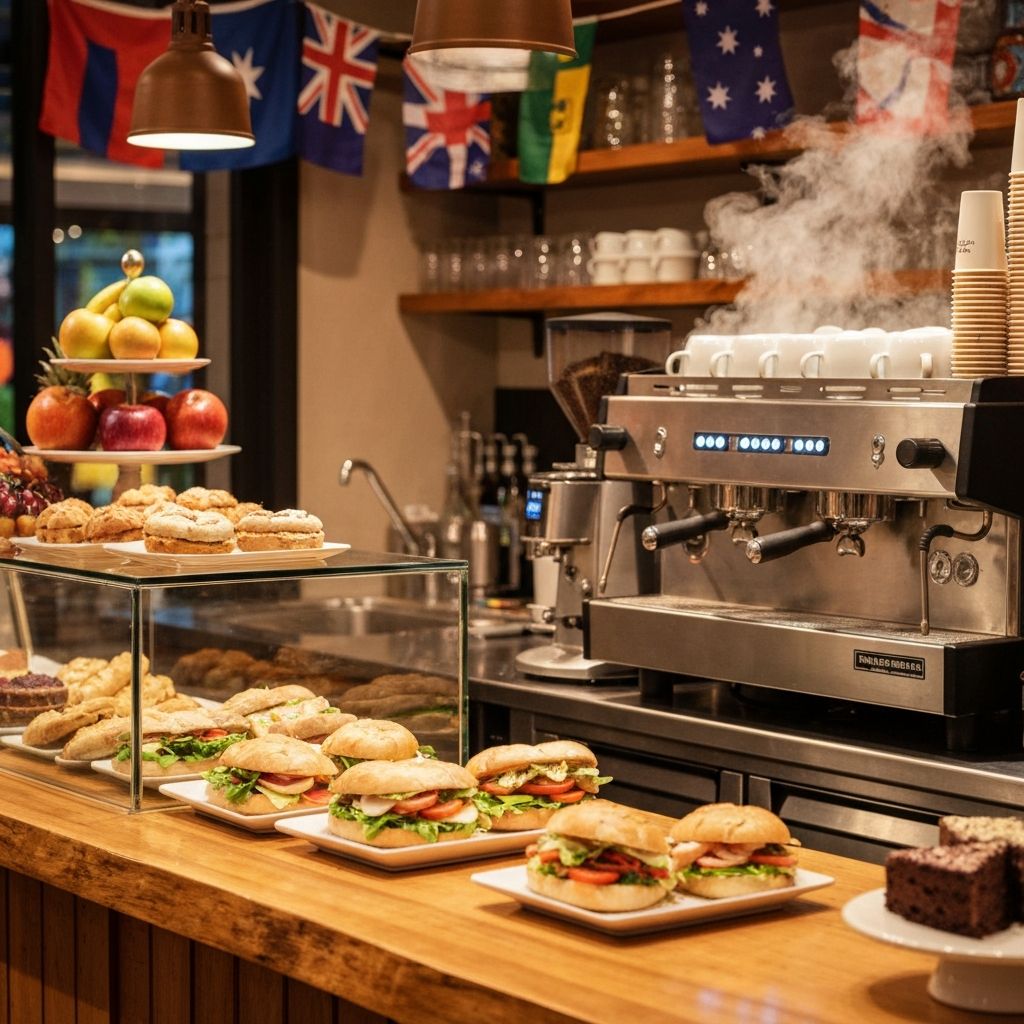 Gateway Snack Bar counter with fresh food and coffee on display